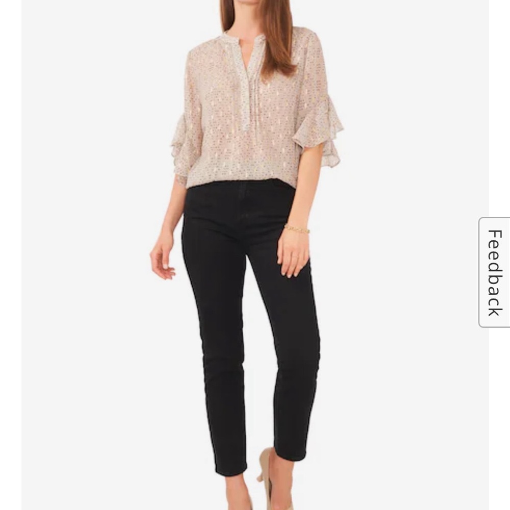 NWOT Vince Camuno cheetah flutter sleeve blouse